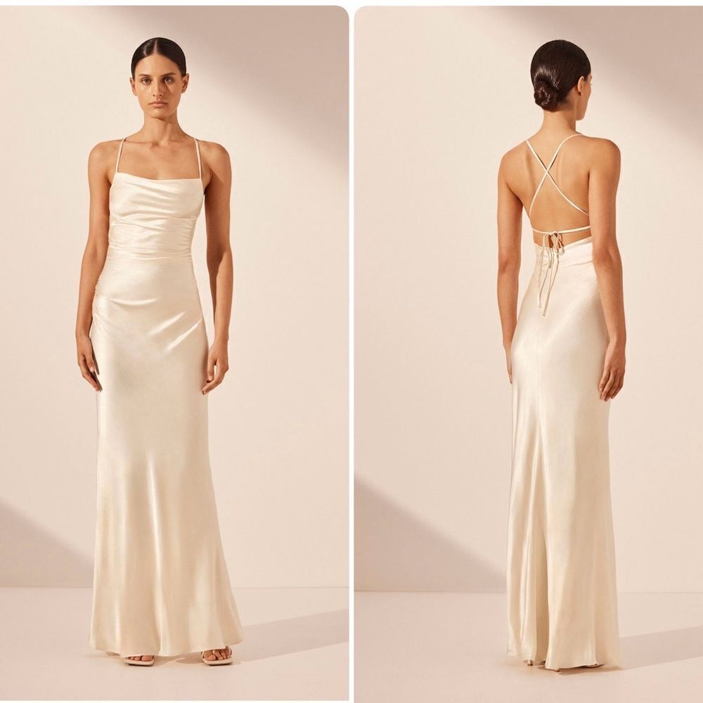 Shona Joy La Lune Lace Back Maxi Dress in Cream